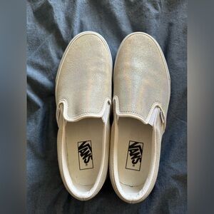 New Vans Classic Slip On White Glitter sz 10.5